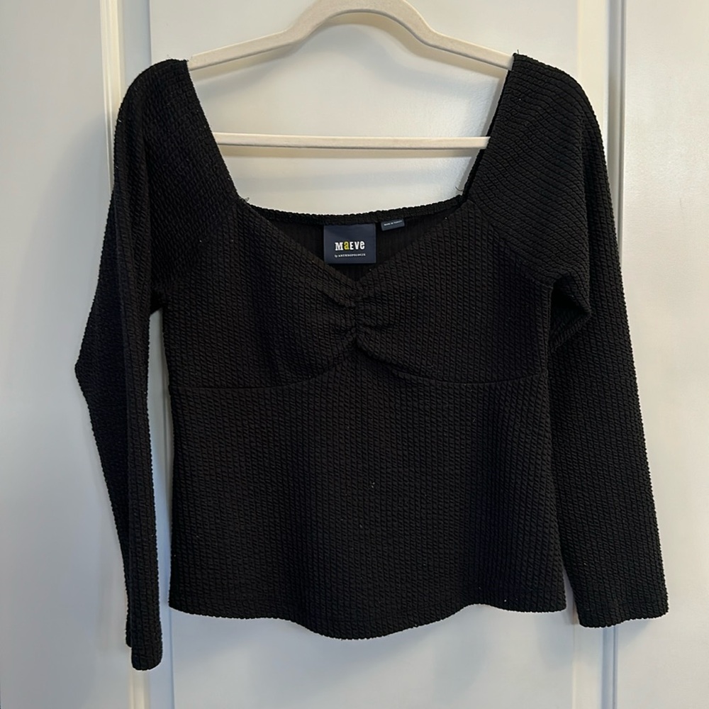 Women's Maeve (Anthropologie) Black Medium textured top